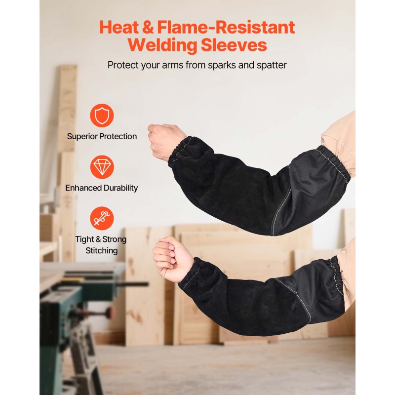 Hitsaushihat naudannahkaa ja paloa hidastavaa puuvillaa pitkät joustavilla hihansuilla hitsaukseen