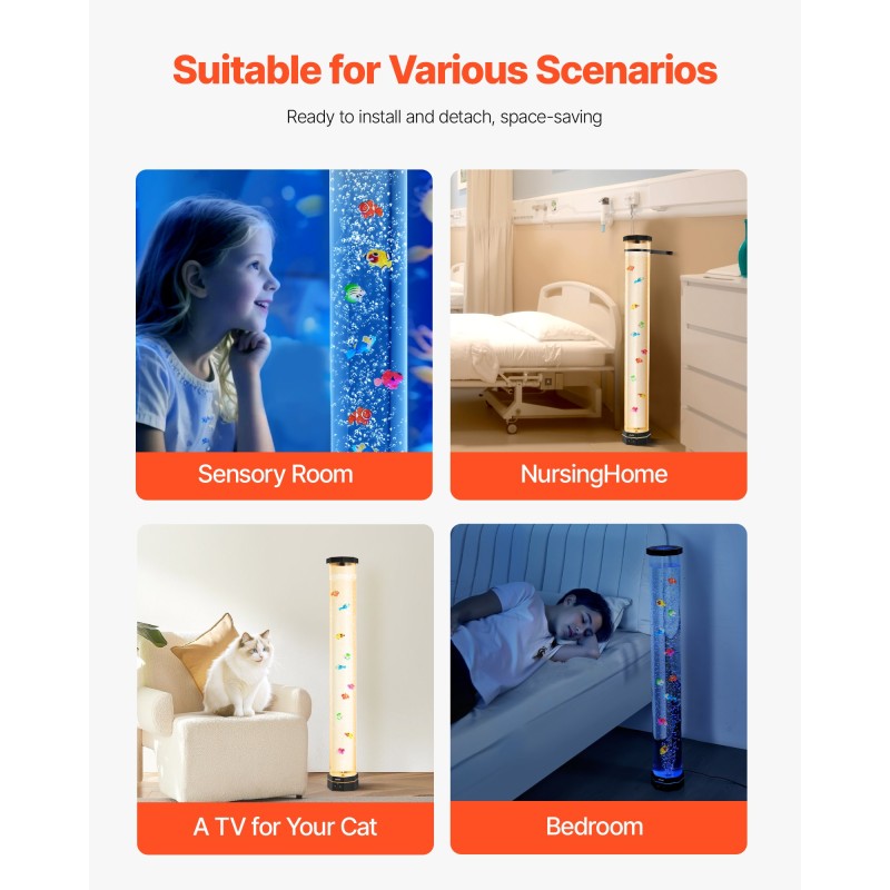 Kuplaputkilamppu ABS noin 1 m lattialla seisova 16 värin kaukosäätimellä