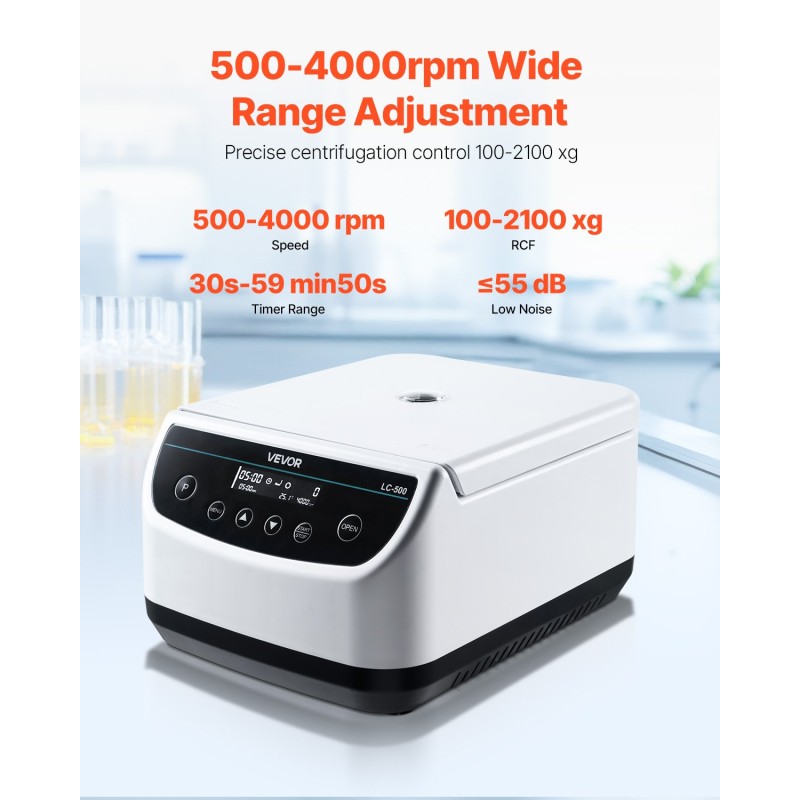 Pöytämallinen laboratoriolinkouskone 500–4000 kierrosta/min 6-paikkainen 15/50ml