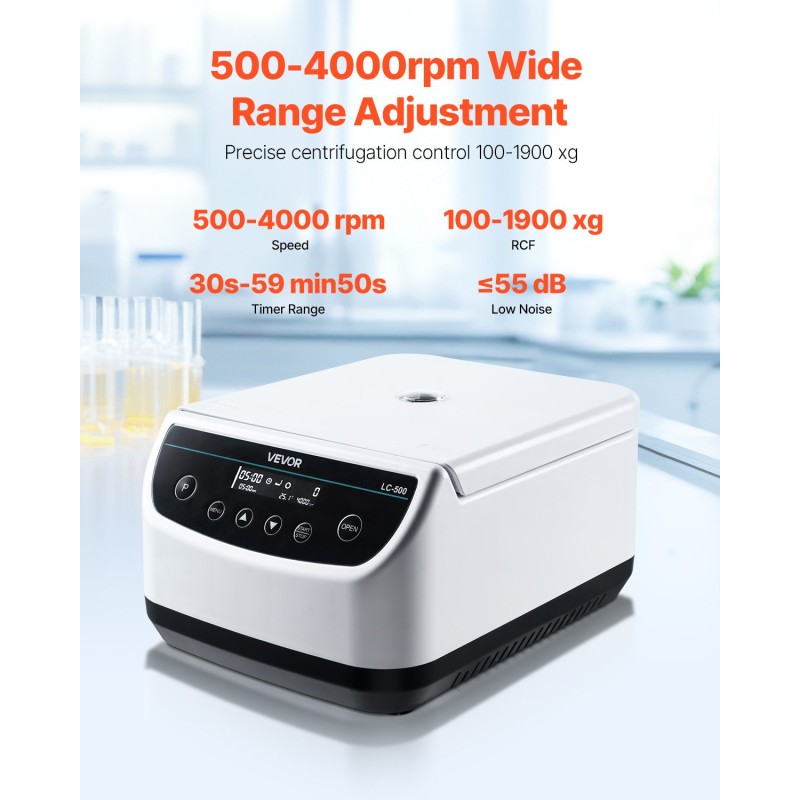 Pöytäsentrifugi matalanopeuksinen 500–4000 kierrosta minuutissa 100–1900 g 8 kpl 15 ml laboratorioon