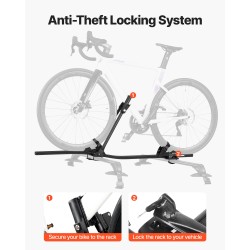 Kattopyöräteline pystyasennettava alumiinirunkoinen yhdelle polkupyörälle lukittava 20–29 tuuman renkaisiin sopiva