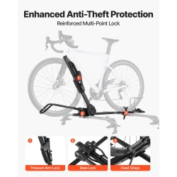 Taitettava kattoteline yhdelle pyörälle alumiinirunkoinen 15 kg kantavuus 20–29 tuuman renkaille