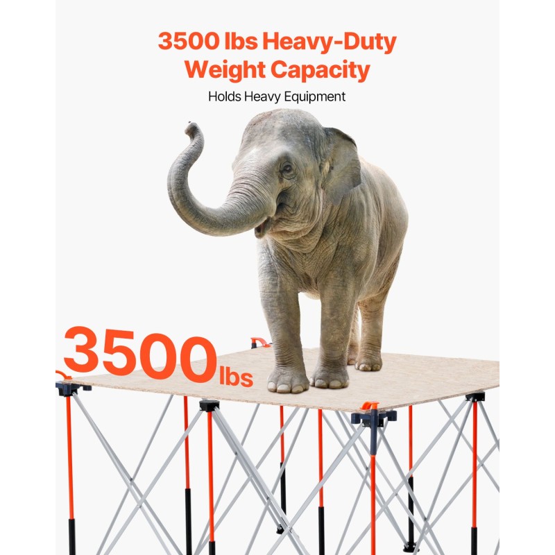 Taitettava työpukki alumiiniseos ja hiiliteräs 1589 kg kantavuus 9 tukijalkaa