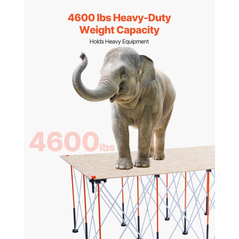 Kokoontaitettava työalusta 15 tukijalkaa alumiiniseos ja hiiliteräs 2445x1255 mm 2724 kg