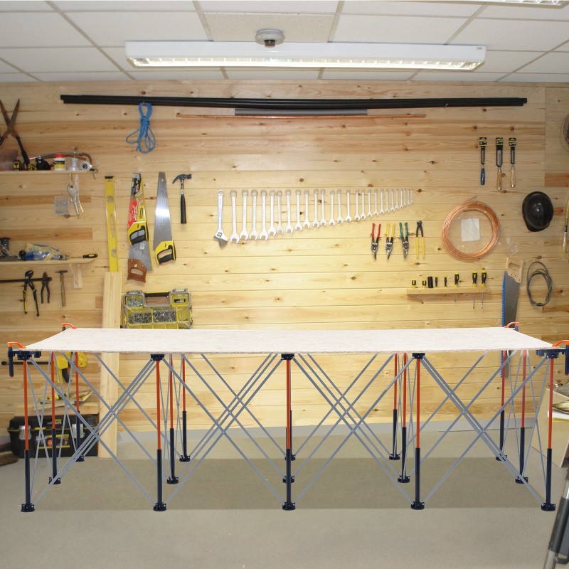 Kokoontaitettava työalusta 15 tukijalkaa alumiiniseos ja hiiliteräs 2445x1255 mm 2724 kg