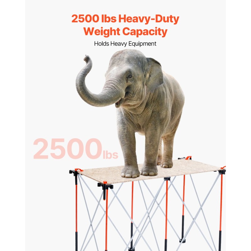 Taittuva työpukki alumiiniseos ja hiiliteräs 1135 kg kantavuus kuudella tukijalalla