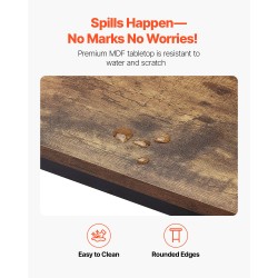 Baaripöytä kapea MDF-levy metallirunko 55 x 15 x 39 tuumaa rustiikkiruskea