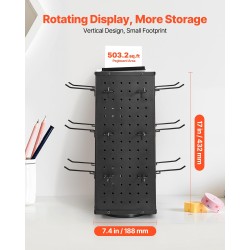 Pyörivä reikälevyteline SPCC-teräs 188 x 188 x 520 mm 4 kpl musta