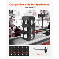 Pyörivä reikälevyteline SPCC-teräs 188 x 188 x 520 mm 4 kpl musta