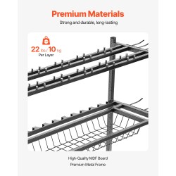 Siirrettävä vapateline 15 vavalle seosteräsrunko MDF-levyhyllyillä pyörillä