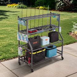 Siirrettävä vapateline 15 vavalle seosteräsrunko MDF-levyhyllyillä pyörillä