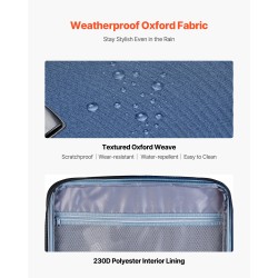 Pehmeäkantainen 20-tuumainen käsimatkalaukku sininen twill-Oxford-kangas laajennettava 360 asteen pyörillä TSA-lukolla