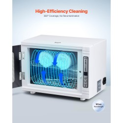 UV-puhdistuskaappi kynsityökaluille 12 l 185 nm ajastimella irrotettavilla hyllyillä karkaistu lasiovi