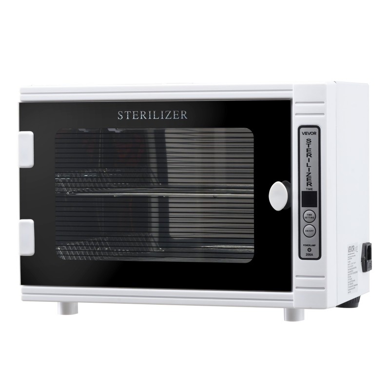 UV-puhdistuskaappi kynsityökaluille 12 l 185 nm ajastimella irrotettavilla hyllyillä karkaistu lasiovi