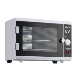 UV-sterilointikaappi kynsityökaluille 12 l kaksitasoinen irrotettavilla hyllyillä 185 nm ajastin 5–60 min