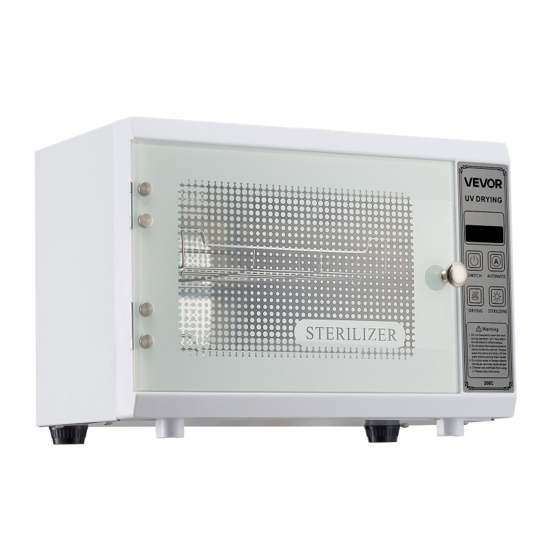 Puhdistuskaappi kynsityökaluille UV 185 nm 12L valkoinen kaksitasoinen