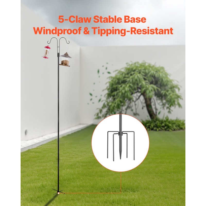 Teline lintulaudoille säänkestävä teräs kahdeksan kappaleen setti korkeus 2337 mm