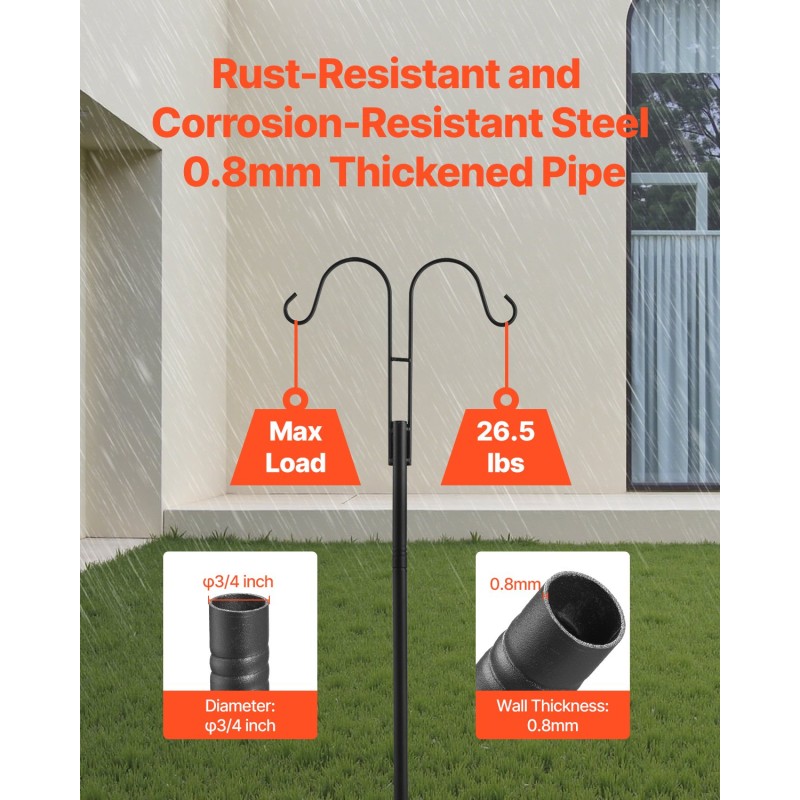 Kaksinkertainen ulkopaalu hiiliteräs säädettävä yhdeksänkymmentäviisi senttimetriä kaksi koukkua kahdeksan kappaleen pakkaus