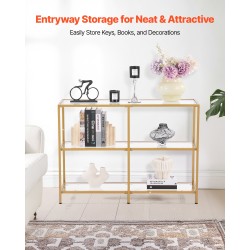 Konsolipöytä 3-tasoinen karkaistu lasi metallirunko eteiseen