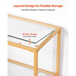 Konsolipöytä 3-tasoinen karkaistu lasi metallirunko eteiseen