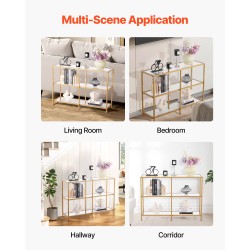 Konsolipöytä 3-tasoinen karkaistu lasi metallirunko eteiseen