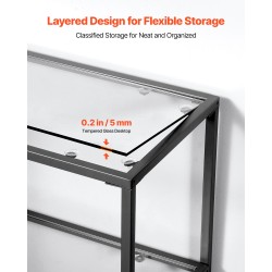 Konsolipöytä 3-kerroksinen rautaputki karkaistu lasi 100 x 30 x 72,9 cm eteiseen