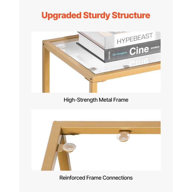 Konsolipöytä karkaistusta lasista metallirunkoinen kaksitasoinen kultainen seinäkiinnikkeellä