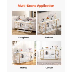 Konsolipöytä 3-tasoinen rautarunko keinotekoinen marmorikansi 180x35x91 cm