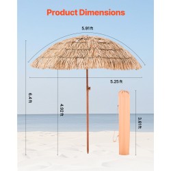 Aurinkovarjo PP olkikatto polyesterikangas halkaisija 1828 mm säädettävä kallistus 8 metallikaarta