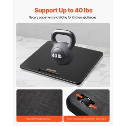 Liukualusta keittiölaitteille puulevy 330×406 mm musta 18 kg