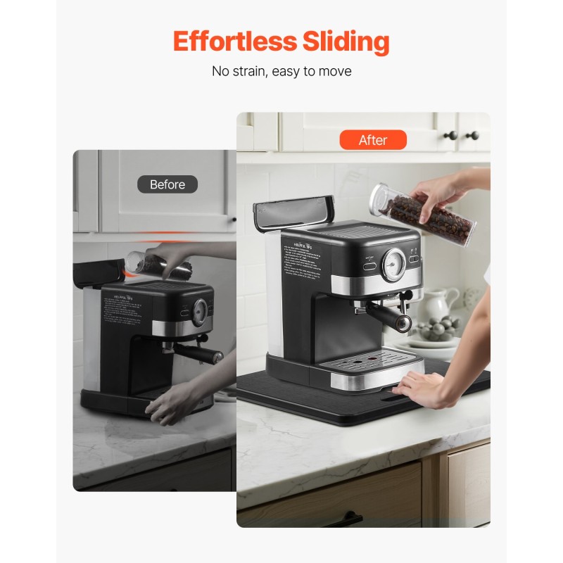 Liukualusta keittiölaitteille puulevy 330×406 mm musta 18 kg