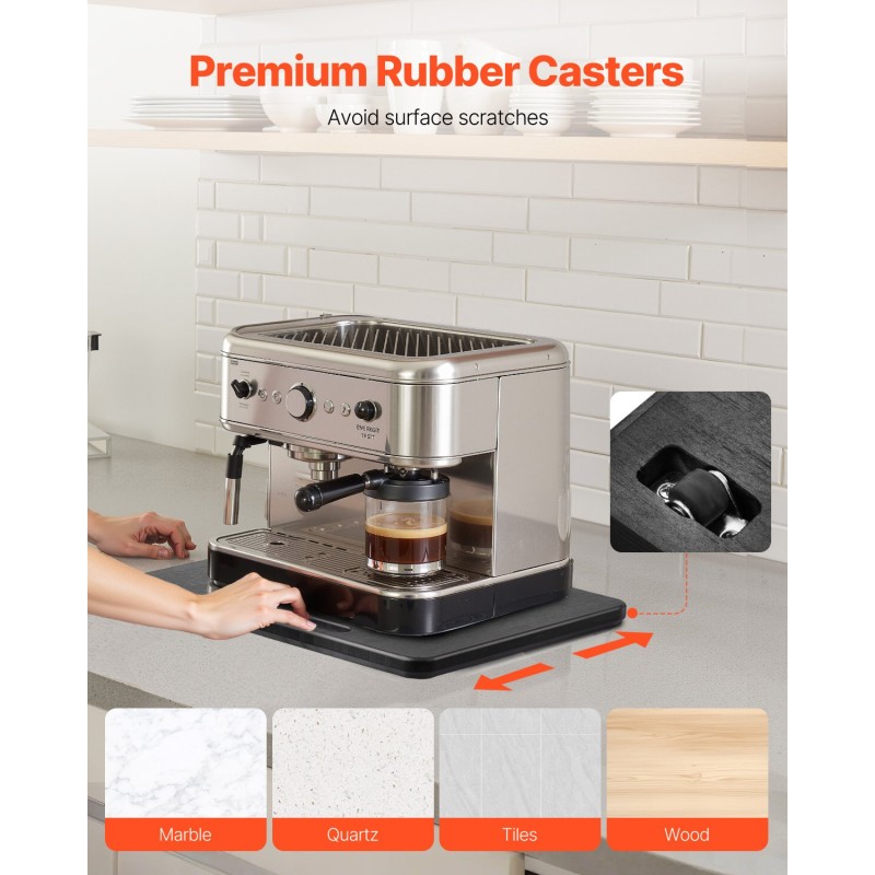 Keittiön liukutaso puulevy 267×330 mm musta 18 kg kantava kumipyörillä