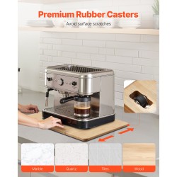 Keittiölaitteiden liukualusta luonnonpuusta kumipyörillä 330 x 406 mm 18,14 kg