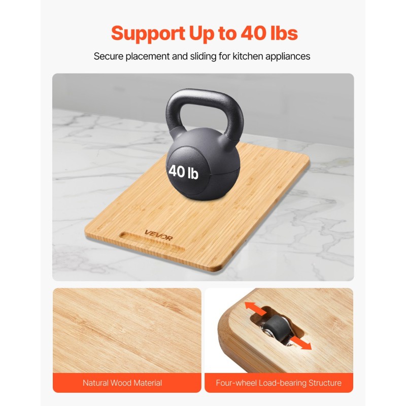 Liukualusta keittiölaitteille luonnollinen puu 356x241 mm 18 kg 1 kpl