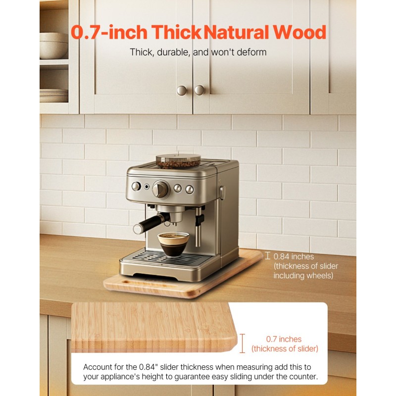 Liukualusta keittiölaitteille luonnollinen puu 356x241 mm 18 kg 1 kpl