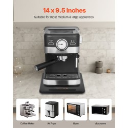 Keittiölaitteiden liukualusta 356 x 241 millimetriä musta 18 kilon kantavuus kumipyörillä kahvalla