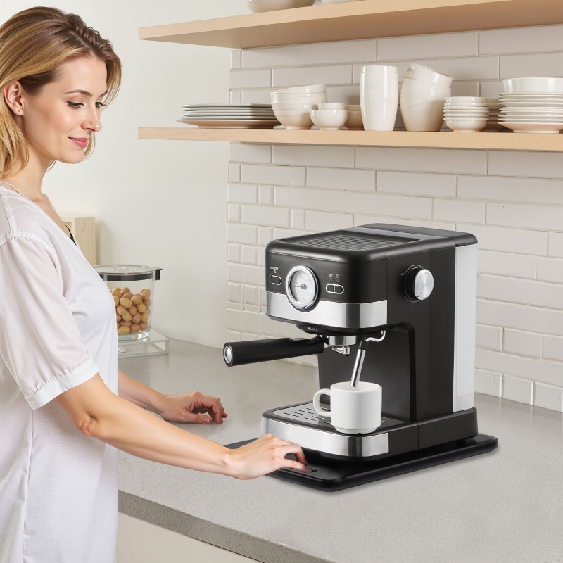 Keittiölaitteiden liukualusta 356 x 241 millimetriä musta 18 kilon kantavuus kumipyörillä kahvalla