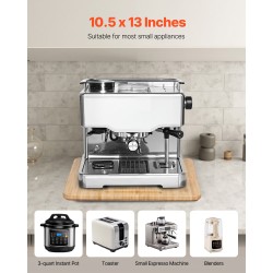 Keittiölaitteiden liukulevy luonnonpuuta 267 x 330 mm 18,14 kg kantavuus kumipyörillä