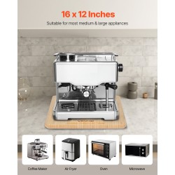 Liukulevy keittiökoneille luonnonpuu 406 x 305 mm kumipyörillä 18 kg kantavuus