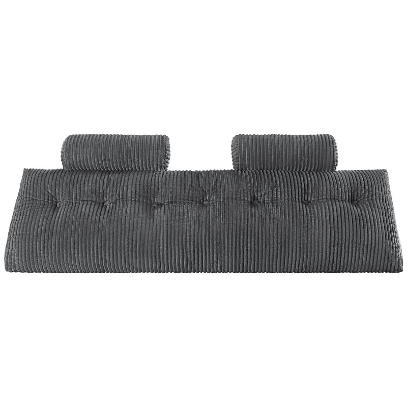 King size -kokoinen samettinen kiilatyyny sängynpäätyyn harmaa