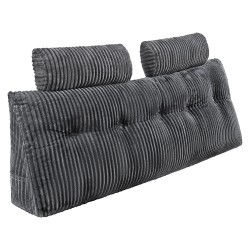 Kiilatyyny sängynpäätyyn queen kokoinen irrotettava pestävä samettipäällinen kuituvaahtotäyte harmaa 2 niskatyynyä