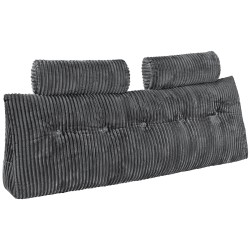 Kiilatyyny sängynpäätyyn queen-kokoinen irrotettava pestävä samettipäällinen kuituvaahtotäyte harmaa 2 niskatyynyä