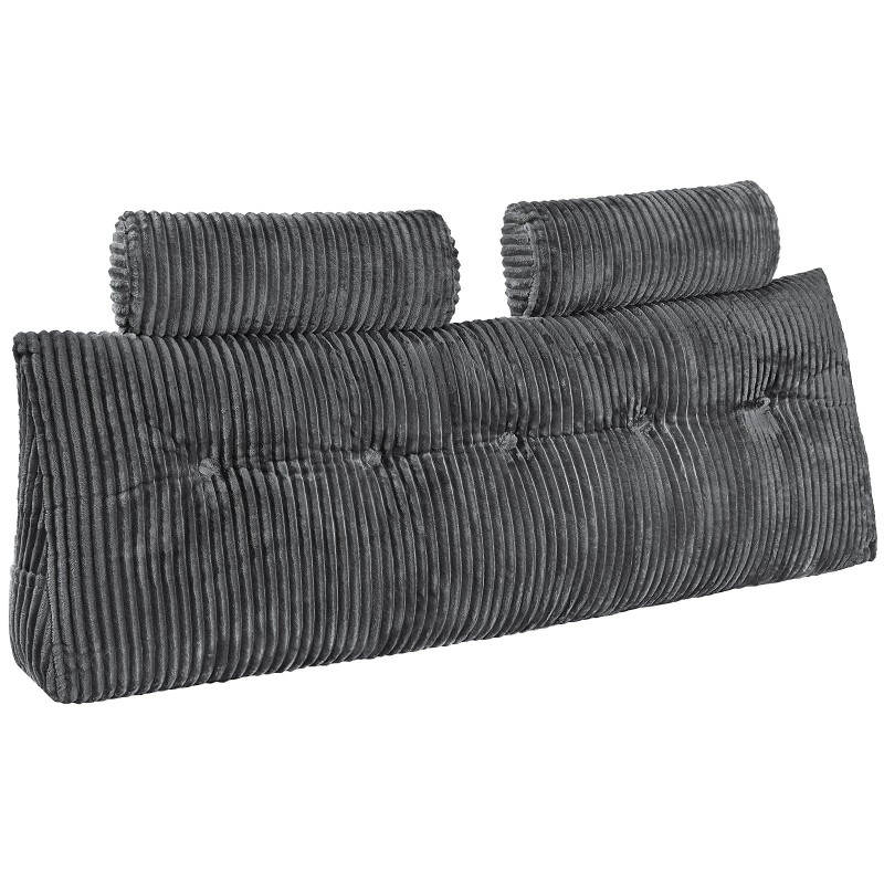 Kiilatyyny sängynpäätyyn queen-kokoinen irrotettava pestävä samettipäällinen kuituvaahtotäyte harmaa 2 niskatyynyä