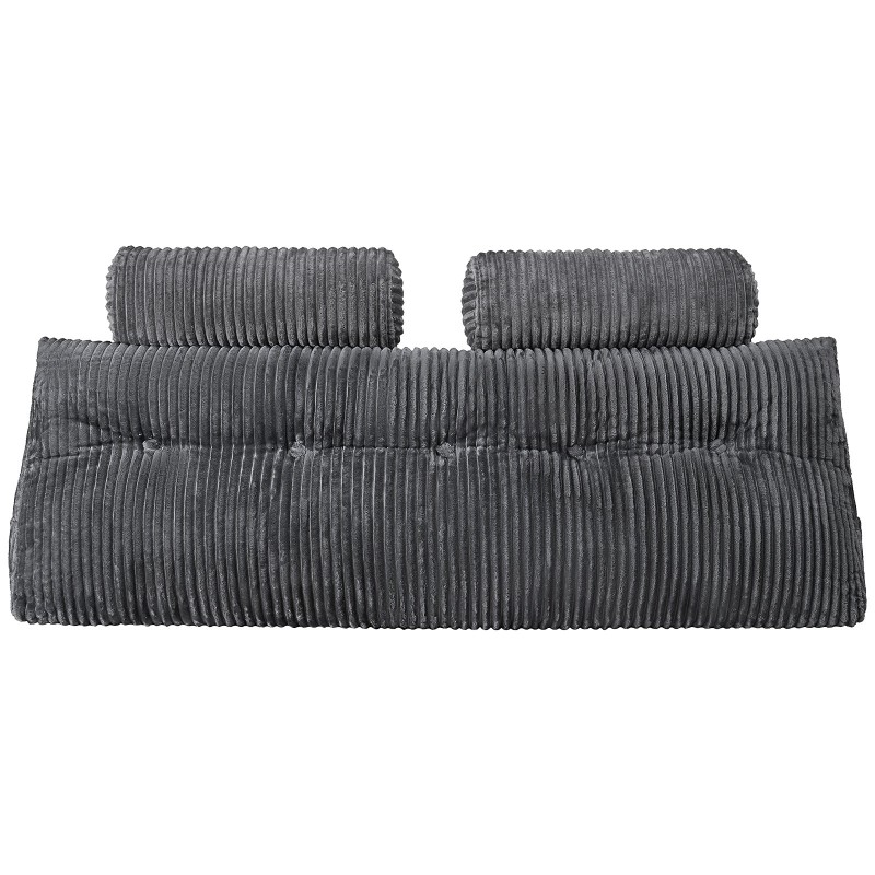 Kiilatyyny sängynpäätyyn queen-kokoinen irrotettava pestävä samettipäällinen kuituvaahtotäyte harmaa 2 niskatyynyä