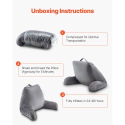 Selkätyyny silputulla muistivaahdolla samettipäällisellä 381×457×254mm harmaa kolmella taskulla