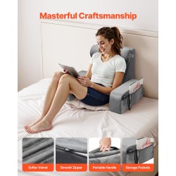 Lukutyyny samettipäällinen vaahtoydin 70x63x48 cm käsinojilla niskatyynyllä 3 taskua