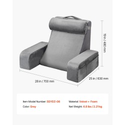 Lukutyyny samettipäällinen vaahtoydin 70x63x48 cm käsinojilla niskatyynyllä 3 taskua