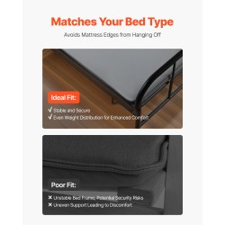 Sängyn pohjalevy king-kokoinen 4-osainen 38 mm puusäleillä 200D Oxford-kangas harmaa