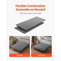 Sängyn pohjalevy king-kokoinen 4-osainen 38 mm puusäleillä 200D Oxford-kangas harmaa