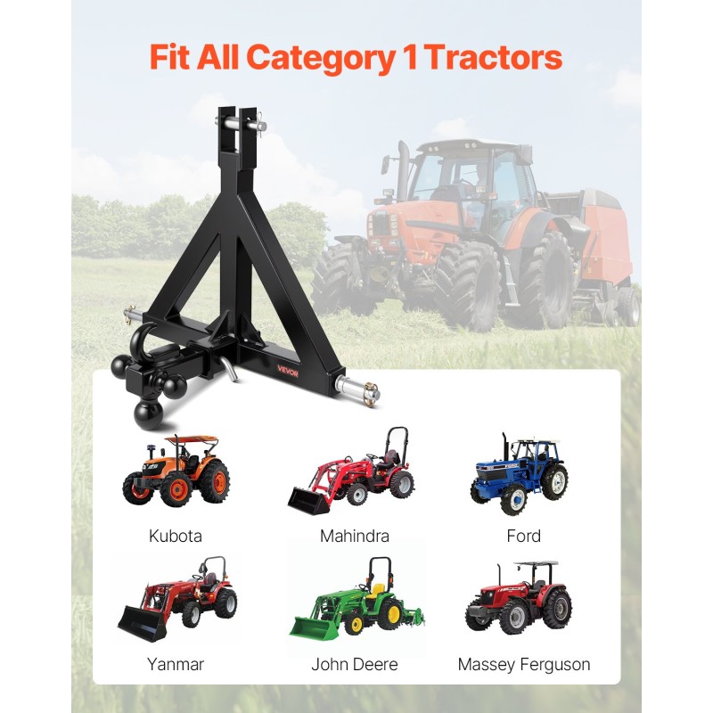 3-pisteen vetolaite 2 tuuman vastaanotin hiiliterästä ruosteenestopinnoitettu